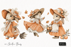 Whimsical Fall Bunny Clipart | Vintage Fall Png Product Image 1