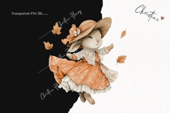 Whimsical Fall Bunny Clipart | Vintage Fall Png Product Image 2