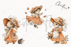 Whimsical Fall Bunny Clipart | Vintage Fall Png Product Image 3