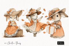 Whimsical Fall Bunny Clipart | Vintage Fall Png Product Image 1
