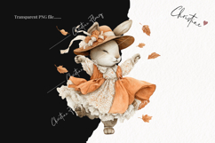 Whimsical Fall Bunny Clipart | Vintage Fall Png Product Image 2