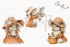 Whimsical Fall Bunny Clipart | Vintage Fall Png Product Image 3