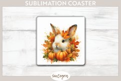 Fall Bunny Animal v1 Square Coaster Sublimation Product Image 1