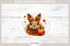 Fall Bunny Animal v2 Round Coaster Sublimation Product Image 1