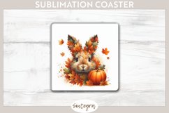 Fall Bunny Animal v2 Square Coaster Sublimation Product Image 1