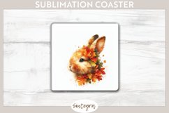Fall Bunny Animal v3 Square Coaster Sublimation Product Image 1