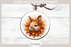 Fall Bunny Animal v4 Round Keychain Sublimation Product Image 1