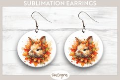 Fall Bunny Animal v4 Round Earrings Sublimation Product Image 1
