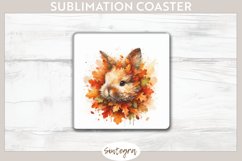 Fall Bunny Animal v4 Square Coaster Sublimation Product Image 1