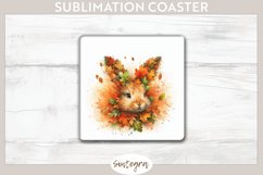 Fall Bunny Animal v5 Square Coaster Sublimation Product Image 1