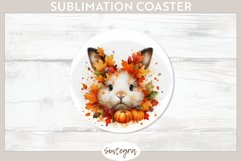Fall Bunny Animal v6 Round Coaster Sublimation Product Image 1
