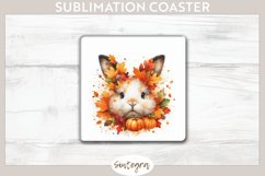 Fall Bunny Animal v6 Square Coaster Sublimation Product Image 1
