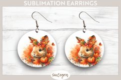 Fall Bunny Animal v7 Round Earrings Sublimation Product Image 1