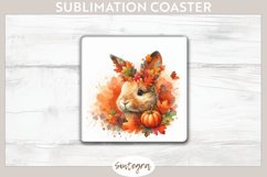 Fall Bunny Animal v7 Square Coaster Sublimation Product Image 1