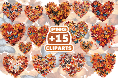 Fall Butterfly Heart Watercolor Clipart | Autumn Butterfly Product Image 1