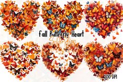 Fall Butterfly Heart Watercolor Clipart Product Image 1