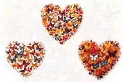 Fall Butterfly Heart Watercolor Clipart Product Image 6
