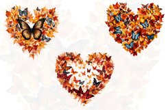 Fall Butterfly Heart Watercolor Clipart Product Image 2