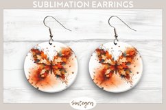 Fall Butterfly Animal v1 Round Earrings Sublimation Product Image 1
