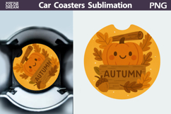 Pumpkin Car Coaster | Autumn Sublimation Design Product Image 1