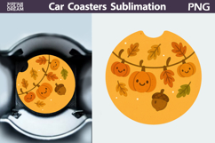 Pumpkin Car Coaster | Autumn Sublimation Design Product Image 1