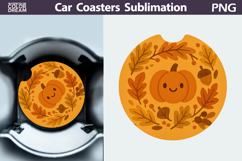 Pumpkin Car Coaster | Autumn Sublimation Design Product Image 1