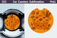 Pumpkin Pie Car Coaster | Autumn Sublimation Design Product Image 1