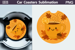 Autumn Tea Car Coaster | Cozy Fall Sublimation Design Product Image 1