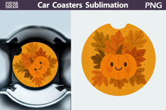 Pumpkin Car Coaster | Autumn Sublimation Design Product Image 1