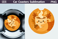 Coffee Mug Car Coaster | Cozy Autumn Sublimation Product Image 1