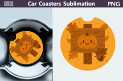 Pumpkin Car Coaster | Autumn Sublimation Design Product Image 1