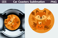 Fox Car Coaster | Autumn Animal Sublimation Design Product Image 1