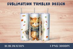 Autumn cat tumbler wrap Sublimation - 20oz Product Image 1