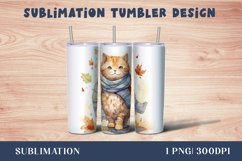 Autumn cat tumbler wrap Sublimation - 20oz Product Image 1
