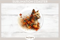 Fall Cat Animal v1 Round Coaster Sublimation Product Image 1