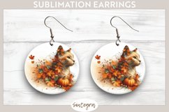 Fall Cat Animal v1 Round Earrings Sublimation Product Image 1