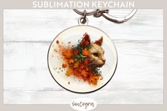 Fall Cat Animal v2 Round Keychain Sublimation Product Image 1