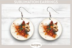 Fall Cat Animal v2 Round Earrings Sublimation Product Image 1