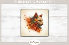 Fall Cat Animal v2 Square Coaster Sublimation Product Image 1