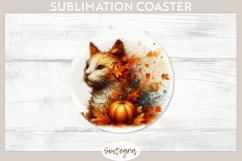Fall Cat Animal v3 Round Coaster Sublimation Product Image 1