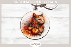 Fall Cat Animal v4 Round Keychain Sublimation Product Image 1