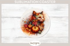Fall Cat Animal v4 Round Coaster Sublimation Product Image 1
