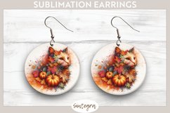Fall Cat Animal v4 Round Earrings Sublimation Product Image 1