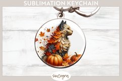 Fall Cat Animal v5 Round Keychain Sublimation Product Image 1