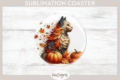 Fall Cat Animal v5 Round Coaster Sublimation Product Image 1