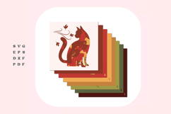 Fall Cat Shadow Box SVG, Autumn Leaves Cat 3D Papercut Product Image 3