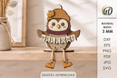 3D Fall Stand Laser Cut. Standing Decor. Owl SVG Product Image 1