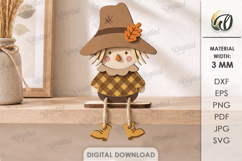 3D Fall Stand Laser Cut. Standing Decor. Scarecrow SVG Product Image 1