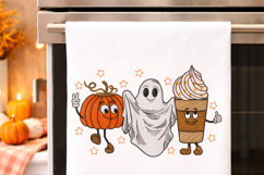 Fall Pumpkin Ghost Coffee Embroidery Design Autumn Kitchen Product Image 5