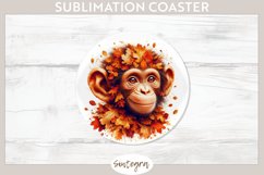 Fall Chimpanzee Animal v1 Round Coaster Sublimation Product Image 1